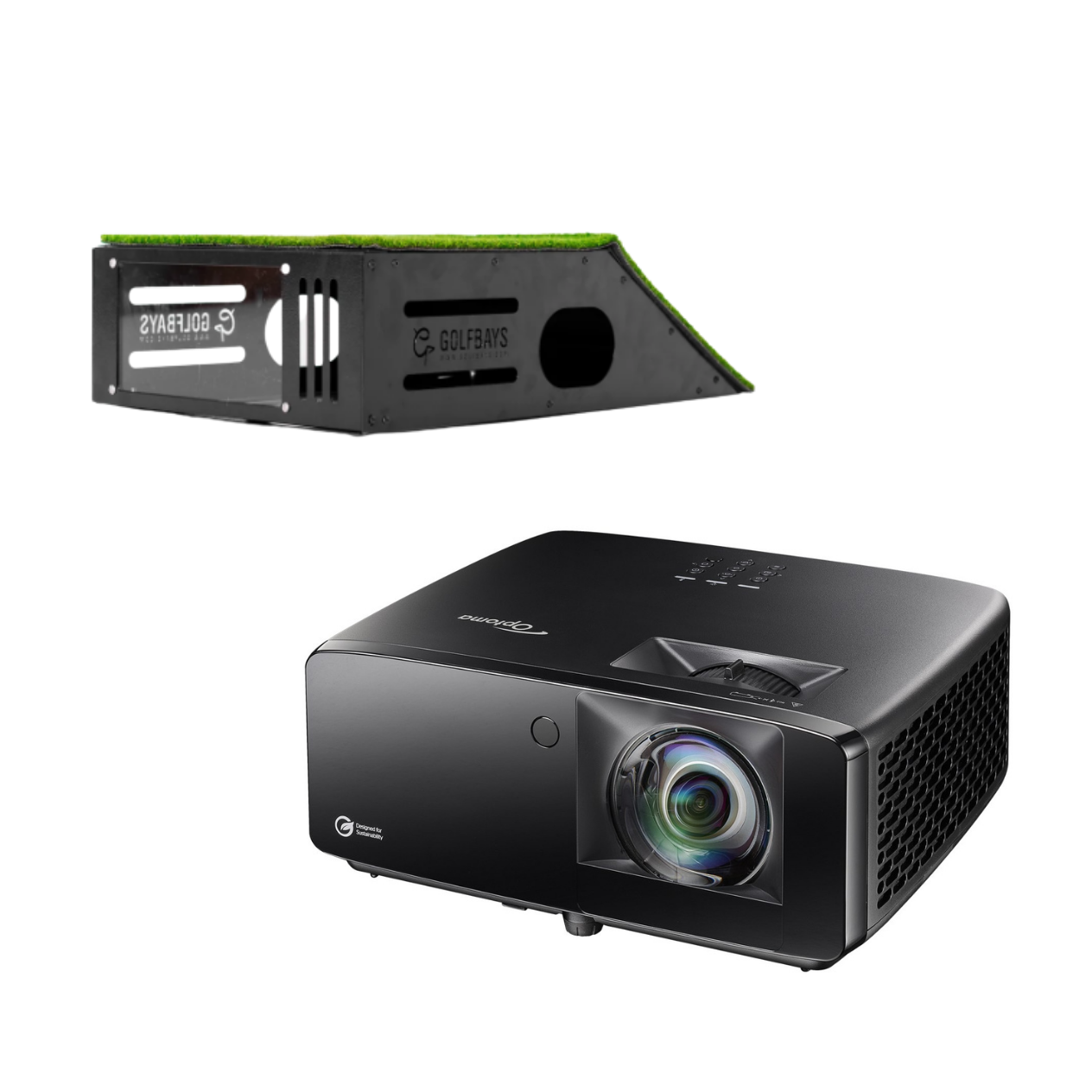 Optoma UHZ36STe 4K UHD skjávarpi fyrir golfhermi + gólffestingarkassi