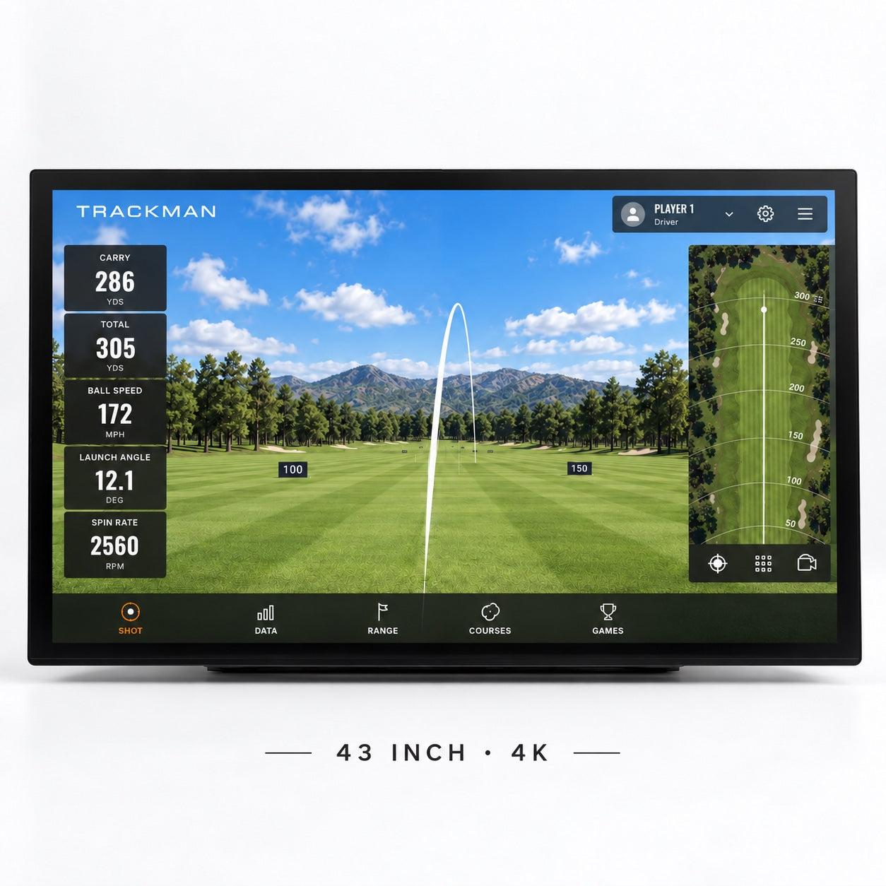 43" 4K snertiskjár fyrir golfhermi