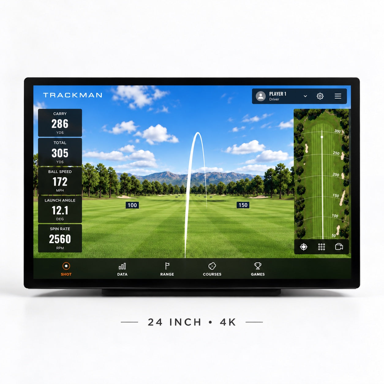 24" 4K snertiskjár fyrir golfhermi